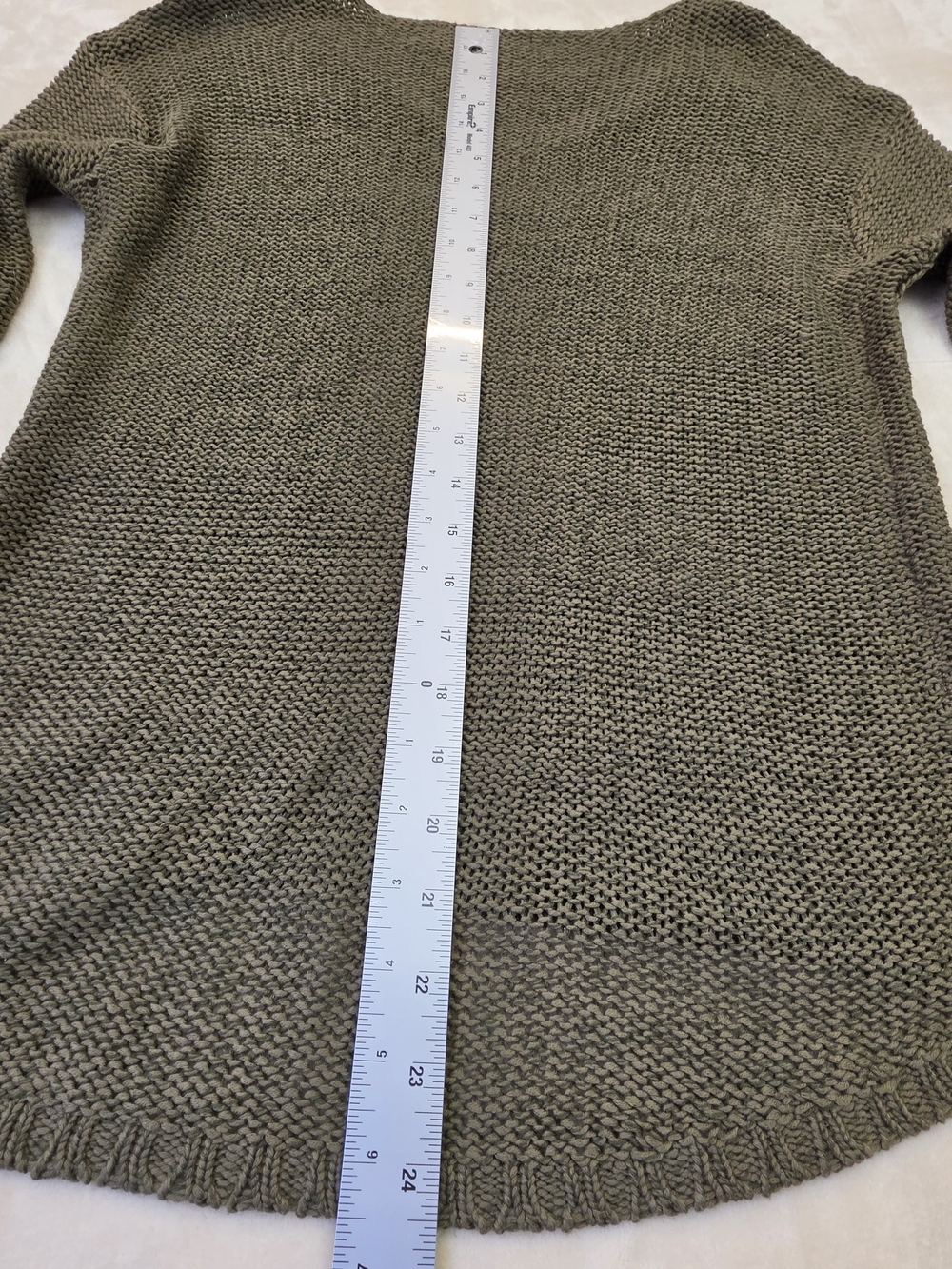 RD Style Olive Green Knit Sweater Womens Small Elbow Patch V Neck Casual - Picture 5 of 6